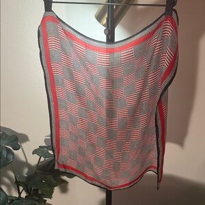 Silk accessories neck scarf Vintage Red and Black Checkered Scarf 20”